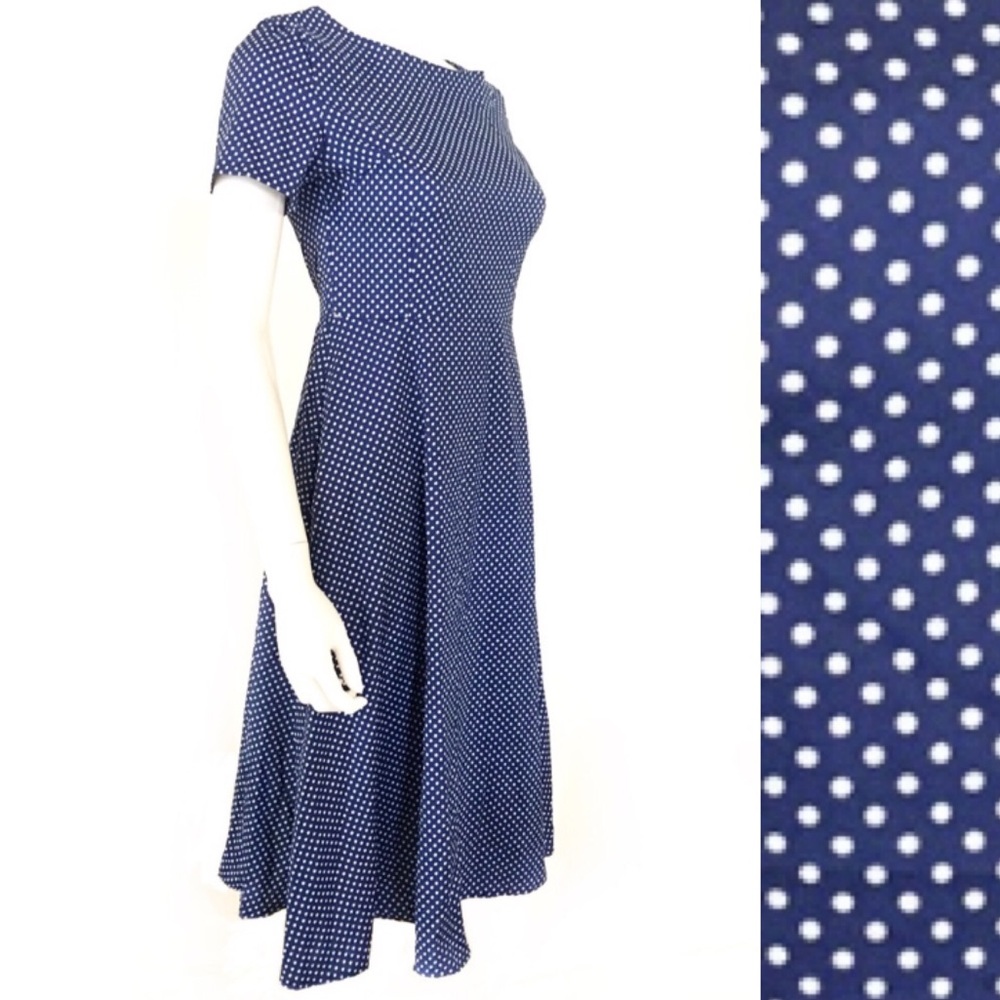 Vintage 1960s handmade blue white polka dot dress - Picture 1 of 6